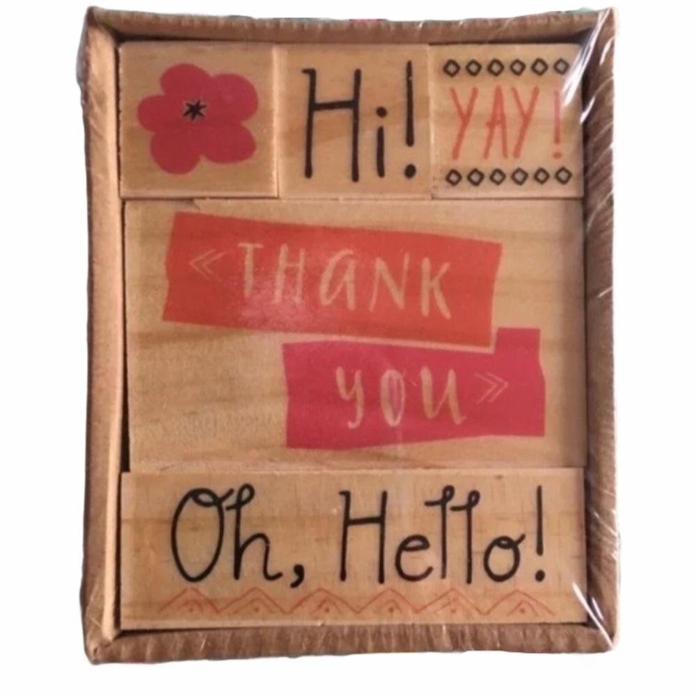 Rubber Stamp Set Phrases Flower Hi Oh Hello Yay Scrapbooking Planner Accessories